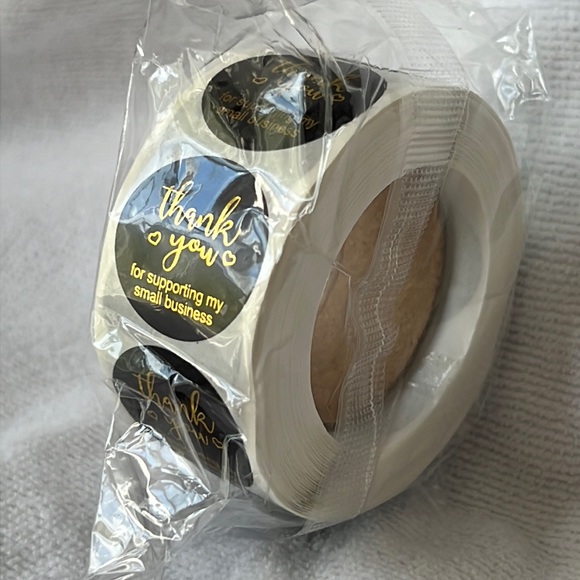 500 Thank you stickers 1” black and gold - Picture 6 of 7